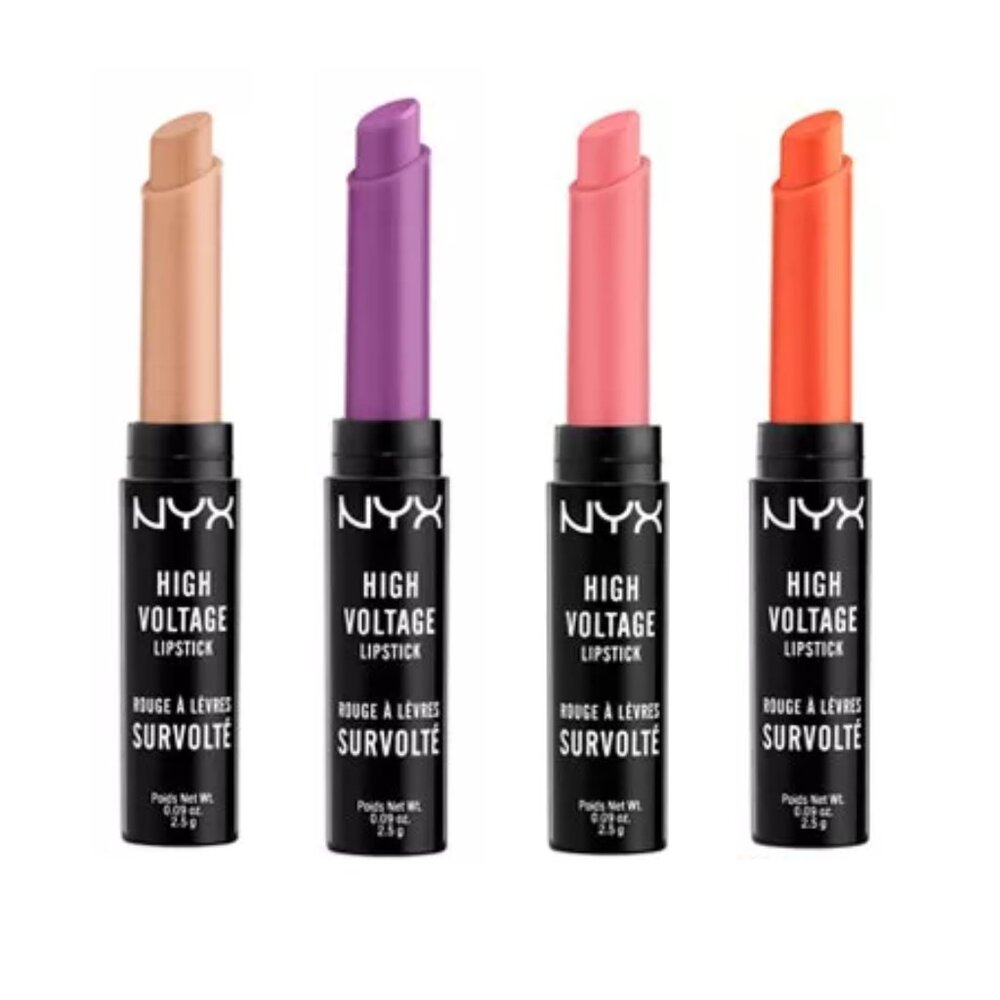 Lot of 4 Nyx High Voltage Lipsticks, Flawless, Twisted, Free Spirit & more